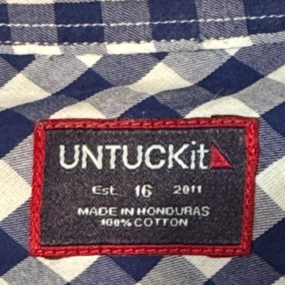 UNTUCKit Navy and White Gingham Shirt - Picture 8 of 10